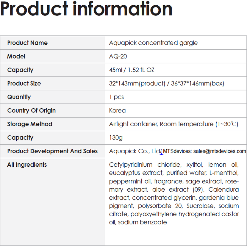 AQ-20 GARGARISME CONCENTRÉ AQUAPICK